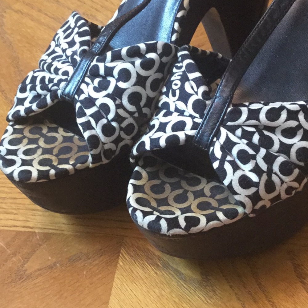 Janeen Coach logo Wood Sandal Size 71/2 - Picture 6 of 8